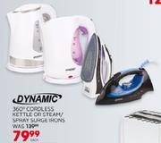Dynamic Cordless Kettle or Steam/Spray Surge Irons Each