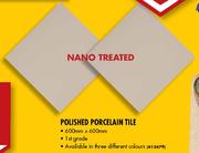Nano Treated Polished Porcelain Tile-600mm x 600mm