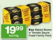 Koo Baked Beans In Tomato Sauce Feast Family Pack-4x410g