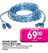 Sound Quest 20 Foot RCA Cable-SCR817