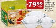 Home Discovery Curve Glass Casseroles With Lids-3 Piece Per Set