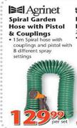 Agrinet Spiral Garden Hose with Pistol & Couplings-Per Set 