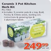 Paris Garden Ceramic 3 Pot Kitchen Herb Kit-Per Set