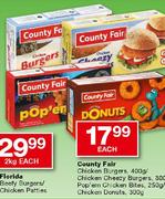 County Fair Pop'em Chicken Bites-250g/Chicken Donuts-300g Each