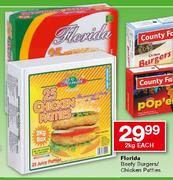 Florida Beefy Burgers/Chicken Patties-2kg Each