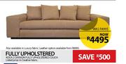Koda 2 Divison Fully Upholstered Couch In Leather Option
