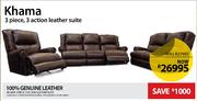 Khama 3 Piece 3 Action Leather Suite
