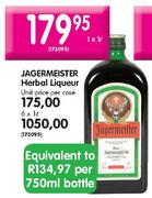 Jagermeister Herbal Liqueur - 6 x 1 Ltr