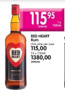 Red Heart Rum - 12 x 750ml
