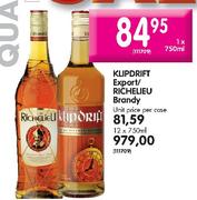Klipdrift Export Richelieu Brandy - 1 x 750ml