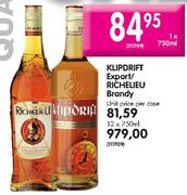 Klipdrift Export Richelieu Brandy - 12 x 750ml