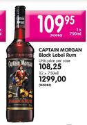 Captain Morgan Black Label Rum - 12 x 750ml