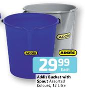 Addis 12Ltr Bucket With Spout Assorted Colours-Each