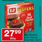 I & J Beefers Beef Patties-800gm