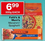Fatti's & Moni's Macaroni/Spaghetti-500gm Each
