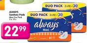 Always Sanitary Pads Maxi Duo Pack-2 x 10's