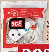 SCE Extension Cord 2 Way-3m Each