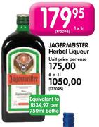 Jagermeister Herbal Liqueur-6x1Ltr