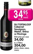 DU Toitskloof Cabernet Sauvignon, Merlot, Shiraz Or Pinotage-6x750ml