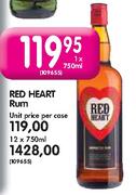 Red Heart Rum-12x750ml