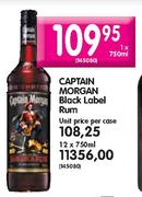 Captain Morgan Black Label Rum-12x750ml