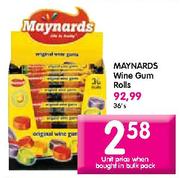 Maynards Wine Gum Rolls-36's