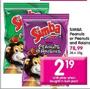 Simba Peanuts or Peanuts and Raisins-36 x 50gm