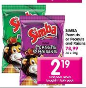Simba Peanuts or Peanuts and Raisins-50gm Each
