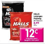 Halls Lozenges Polybag-72's