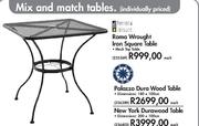 Terrace Leisure Roma Wrought Iron Square Mesh Top Table