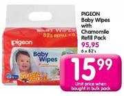 Pigeon Baby Wipes with Chamomile Refill Pack-6 x 82's