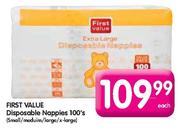 First Value Disposable Nappies-100's Each