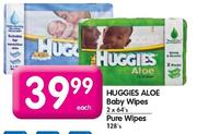 Huggies Aloe Baby Wipes-2 x 64's