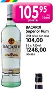 Bacardi Superior Rum-12x750ml