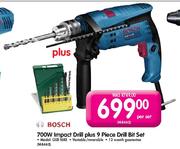 Bosch 700W Impact Drill Plus 9-Piece Bit Set (GSB16RE)
