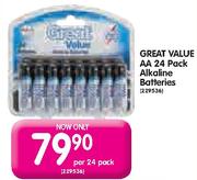 Great Value AA Alkaline Batteries-24's Pack