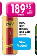 KWV 3YO Brandy and Cola - 24 x 330ml