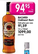 Bacardi Oakheart Rum - 1 x 750ml