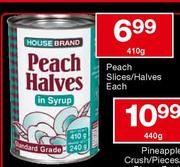 Housebrand Peach Slices/Halves-410g Each