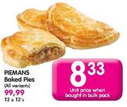 Piemans Baked Pie(All variants)-12x12's Pack