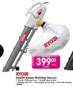Ryobi 2600W Mulching Vacuum-Each
