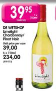 DE WETSHOF Limelight Chardonnay Pinot Noir - 1 x 750ml