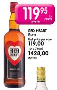 Red Heart Rum -  12 x 750ml