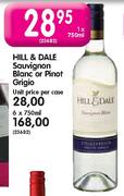 Hill & Dale Sauvignon Blanc or Pinot Grigio - 1 x 750ml