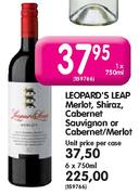 Leopard's Leap Merlot, Shiraz, Cabernet Sauvignon or Cabernet/Merlot - 6 x 750ml