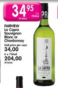 Fairview La Capra Sauvignon Blanc or Chardonnay - 6 x 750ml