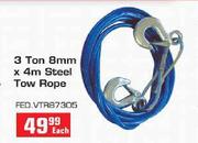 3 Ton 8mmx4m Steel Tow Rope-Each