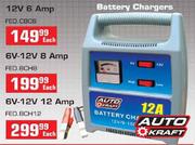 Auto Kraft 12V 6Amp Battery Charger Each