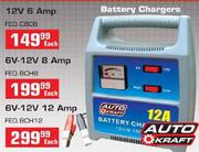 Auto Kraft 6V-12V 8Amp Battery Charger-Each