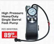 High Pressure Heavy Duty Single Barrel Foot Pump-Each